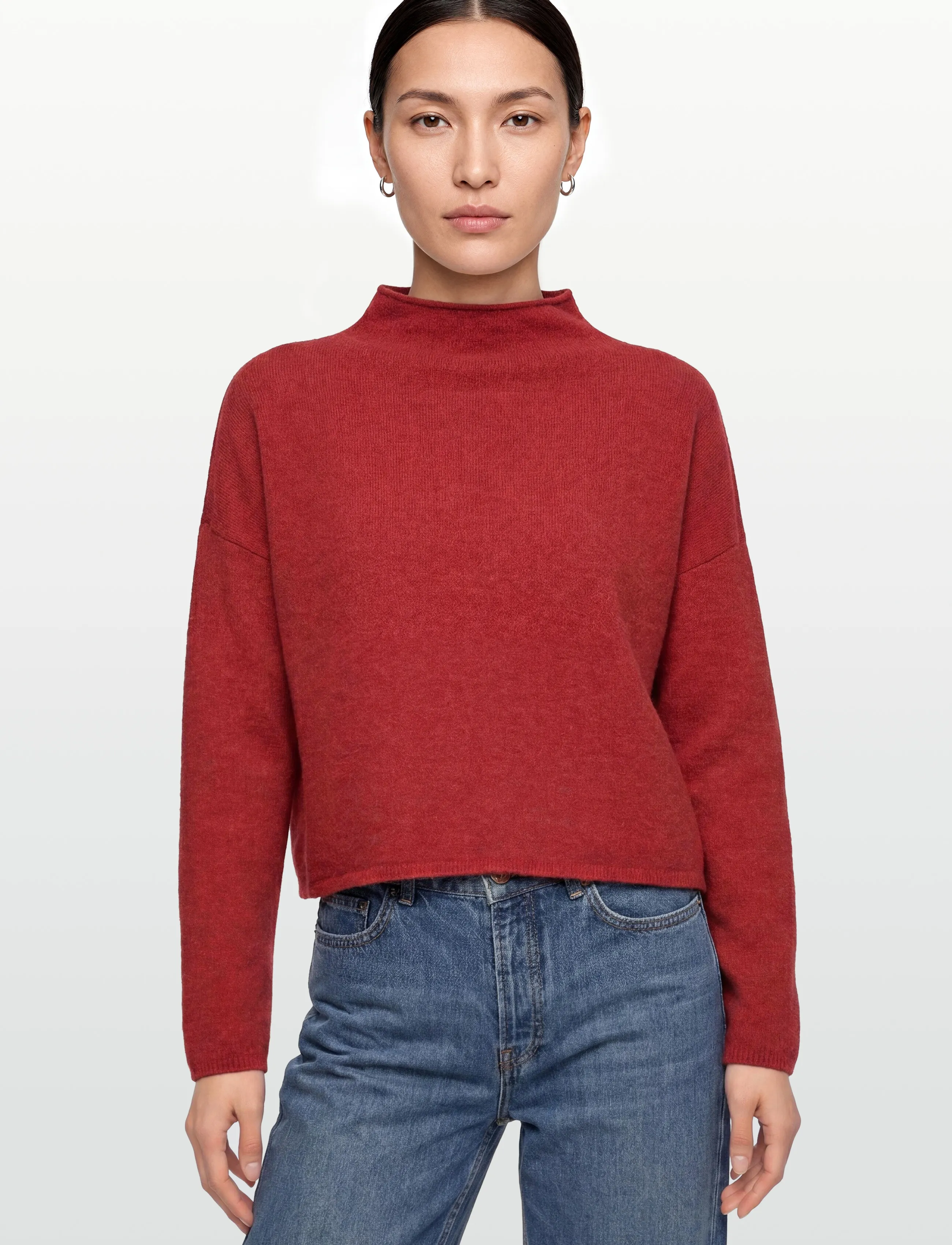 Filippa K - Mika Yak Funnelneck Sweater - tröjor - red currant - 3