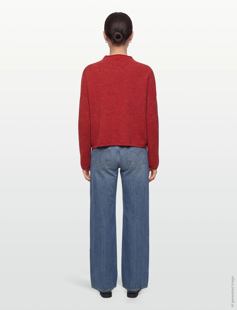 Filippa K - Mika Yak Funnelneck Sweater - sweaters - red currant - 4