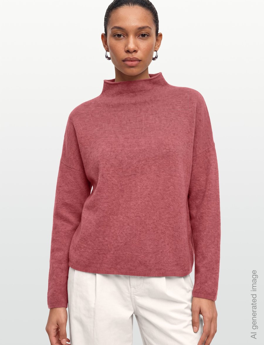 Filippa K - Mika Yak Funnelneck Sweater - sviitrid - soft raspberry - 3
