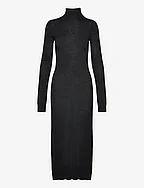 Knit Turtleneck Dress - BLACK