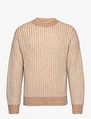 Filippa K - Twotone Sweater - okrągły dekolt - camel/whit - 0