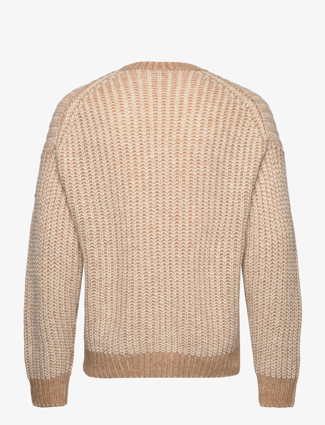 Filippa K - Twotone Sweater - okrągły dekolt - camel/whit - 1