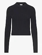 Wool Rib Sweater - BLACK