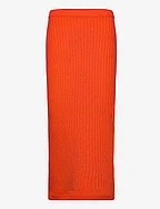 Rib Knit Skirt - RED ORANGE