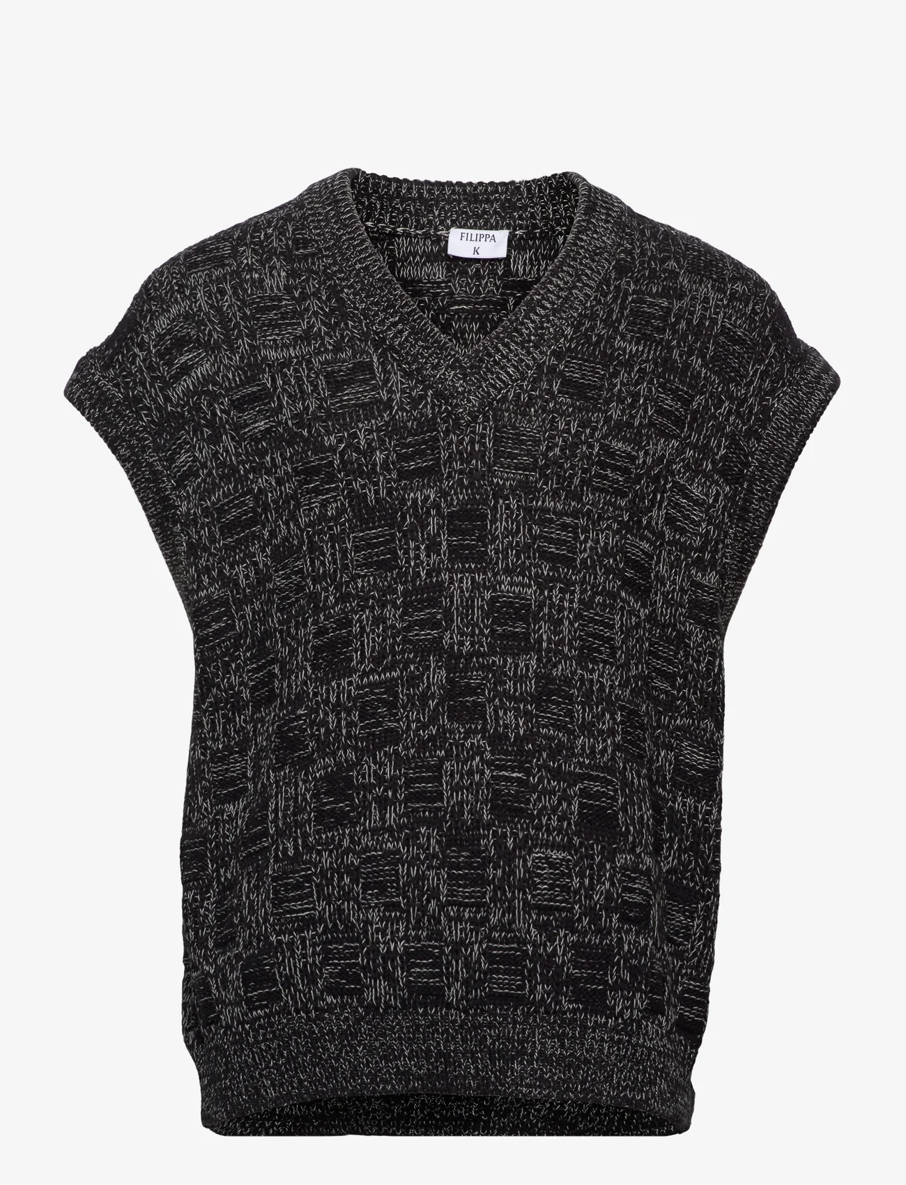 Filippa K - Square Knit Vest - strikveste - black/whit - 0