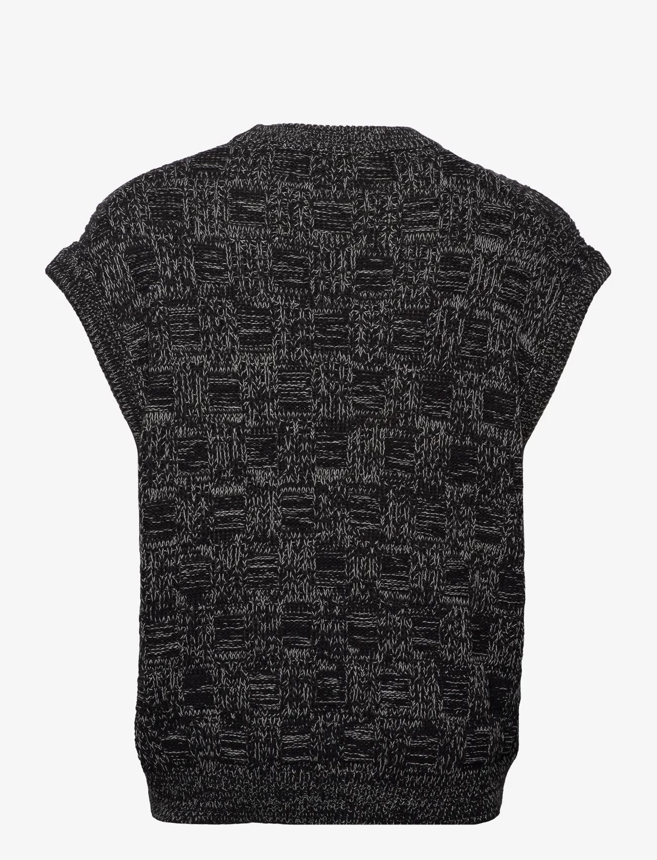 Filippa K - Square Knit Vest - strikveste - black/whit - 1