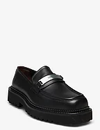 Square Toe Loafers - BLACK