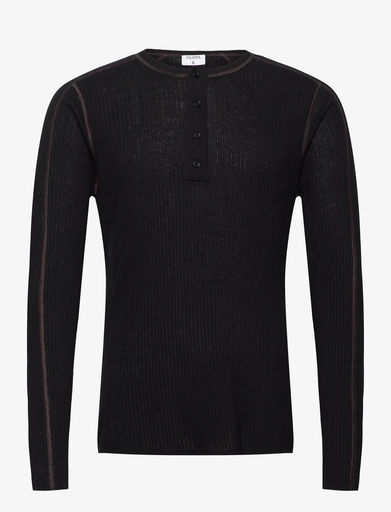 Filippa K - Light Rib Sweater - sporta džemperi - black/brow - 0