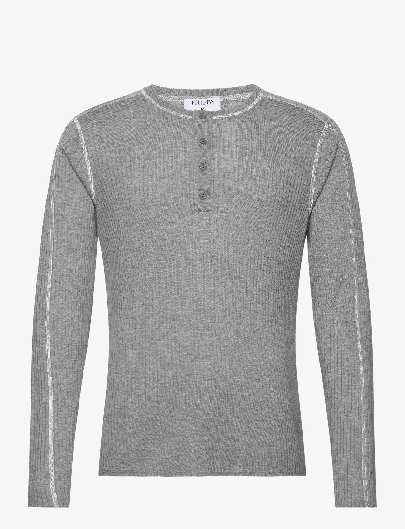 Filippa K - Light Rib Sweater - medvilniniai megztiniai - grey/white - 0