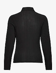 Filippa K - Shiny Rib Button Polo - polo marškinėliai - black - 1