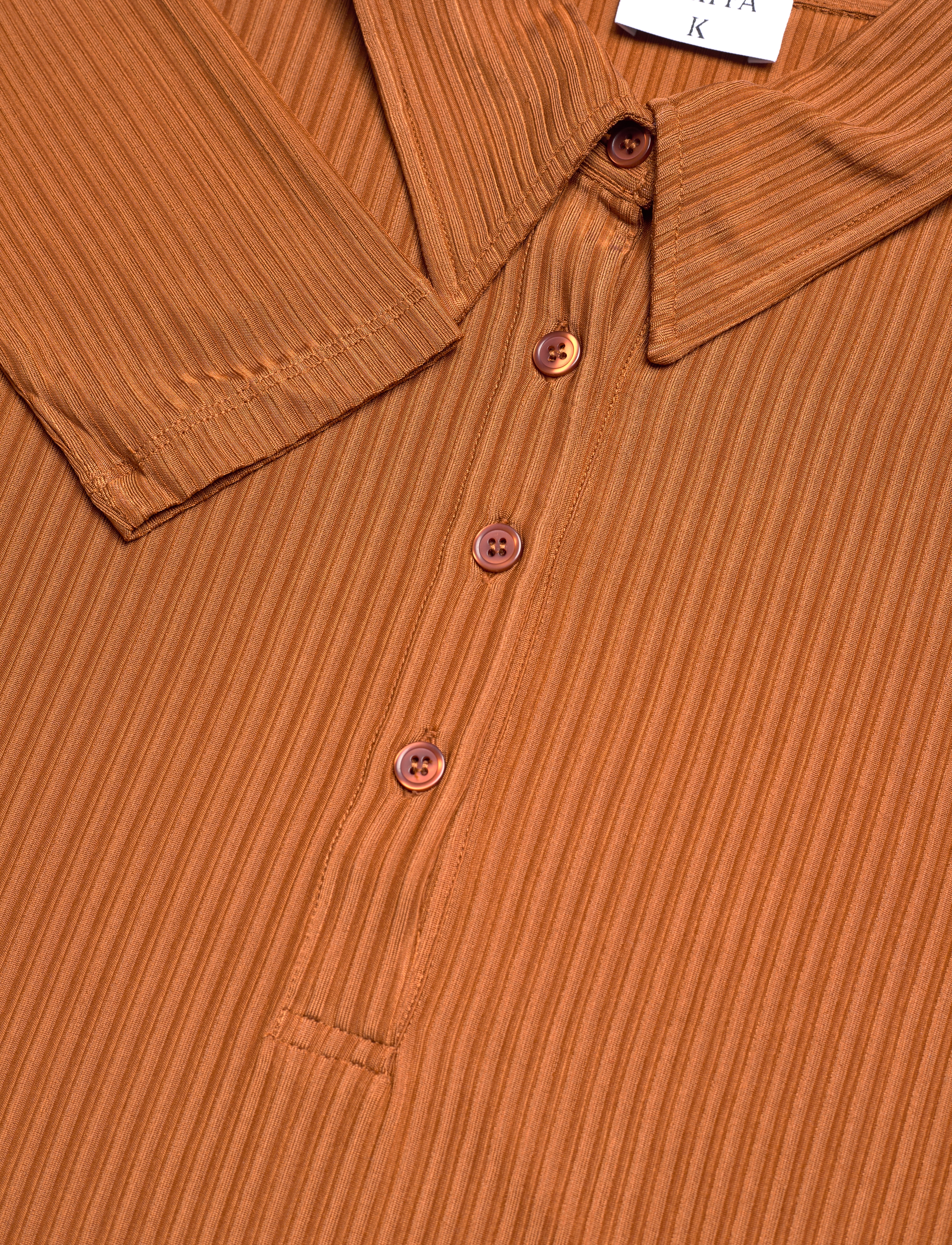 Filippa K - Shiny Rib Button Polo - cinnamon b - 2