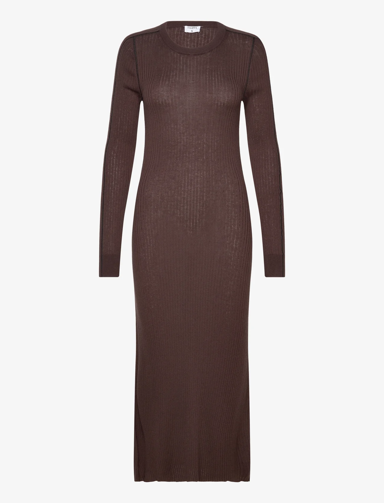 Filippa K - Rib Knit Dress - tettsittende kjoler - dark choco - 0