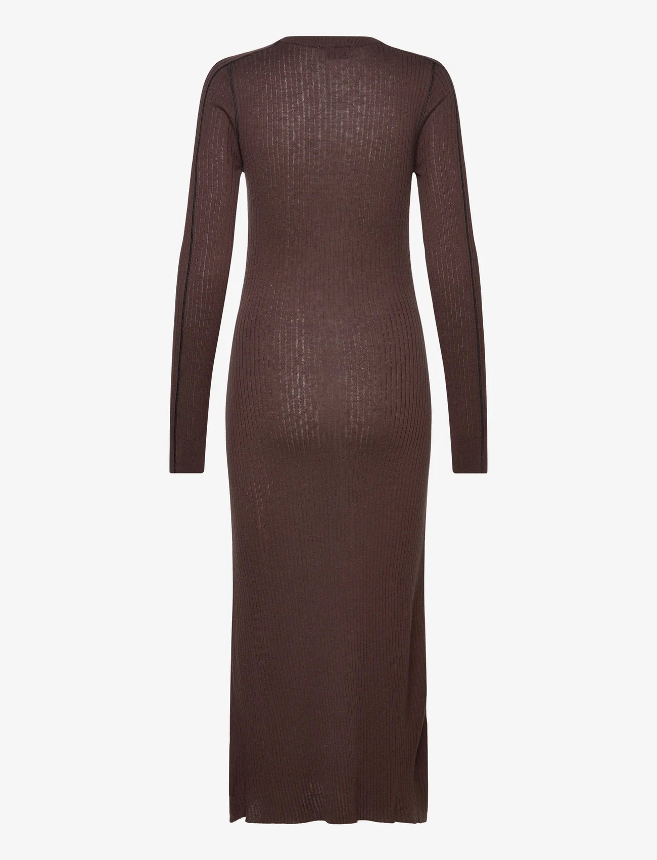 Filippa K - Rib Knit Dress - sukienki dopasowane - dark choco - 1