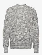 Square Knit Sweater - WHITE/BLAC