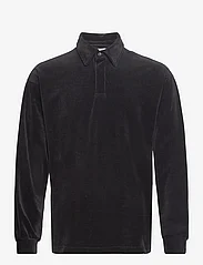 Filippa K - Velour Longsleeve Polo - polo shirts - black - 0