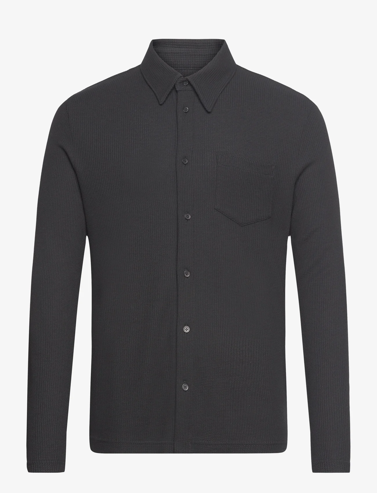Filippa K - Waffle Jersey Shirt - basic shirts - black - 0