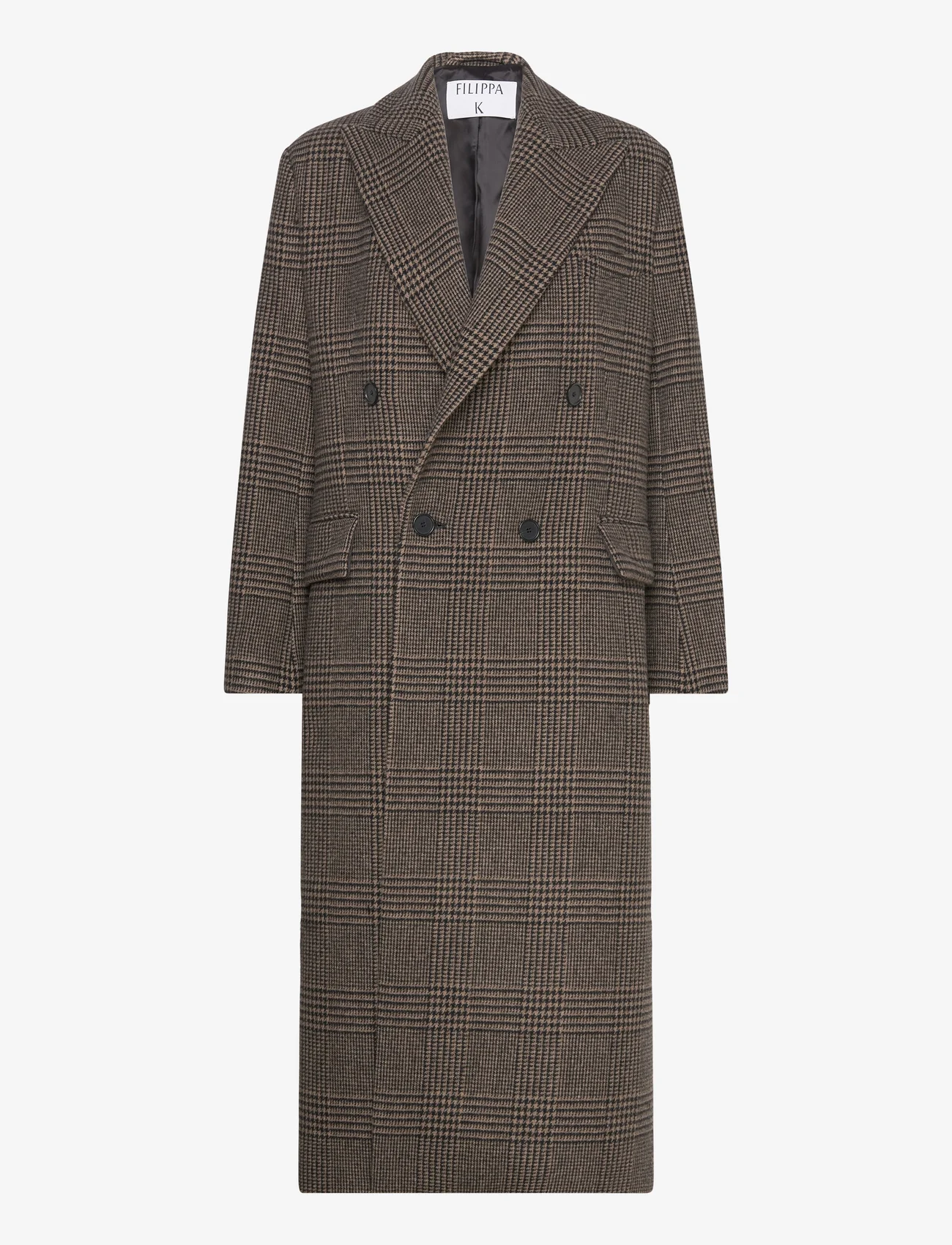 Filippa K - Tailored Check Coat - winter coats - camel/blac - 0