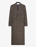 Tailored Check Coat - CAMEL/BLAC