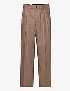 Wide Check Trousers - SAND BEIGE