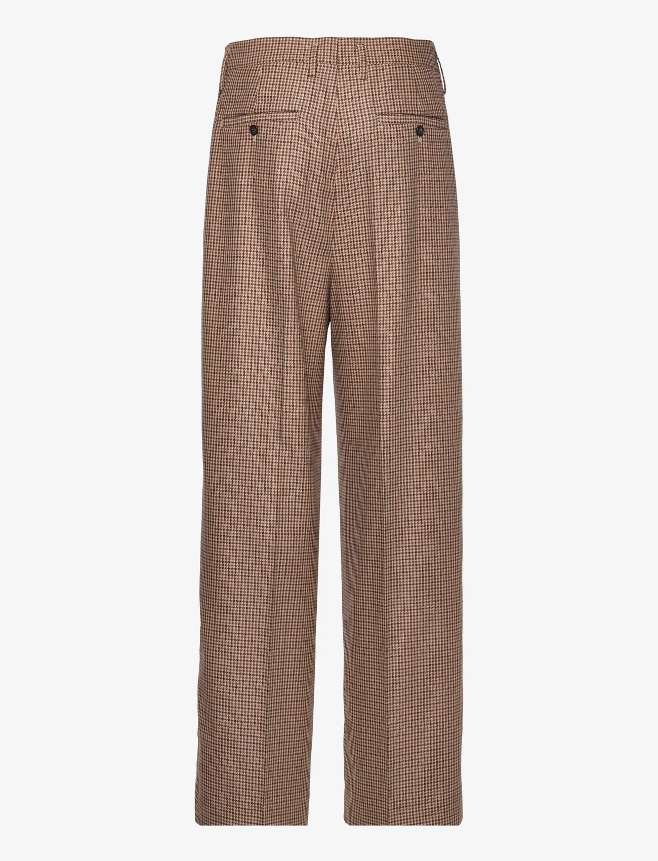 Filippa K - Wide Check Trousers - casual trousers - sand beige - 1