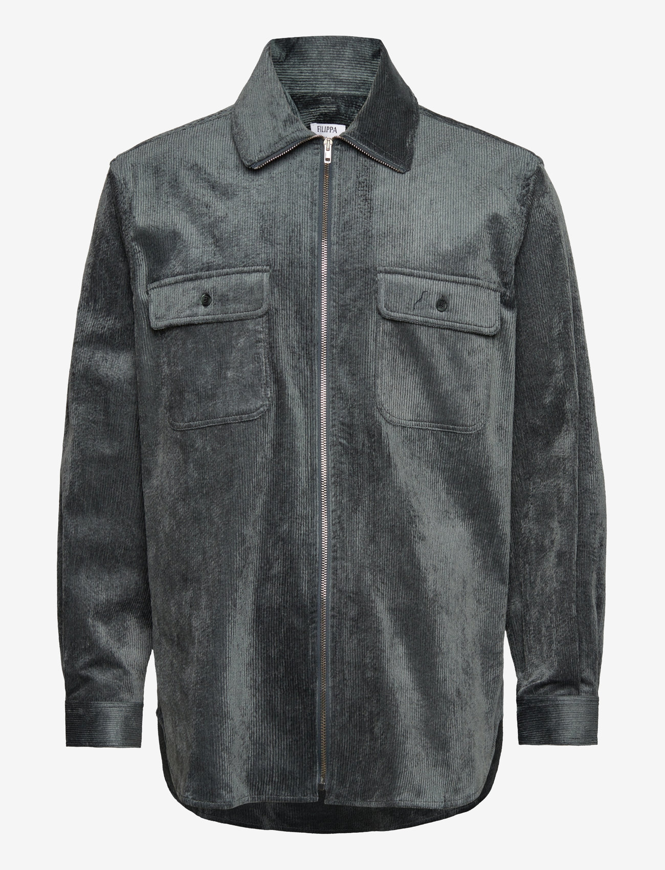 Filippa K - Crushed Corduroy Zip Shirt - smoke gree - 0