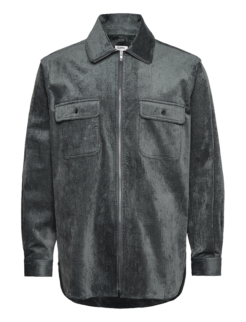 Filippa K - Crushed Corduroy Zip Shirt - smoke gree - 0
