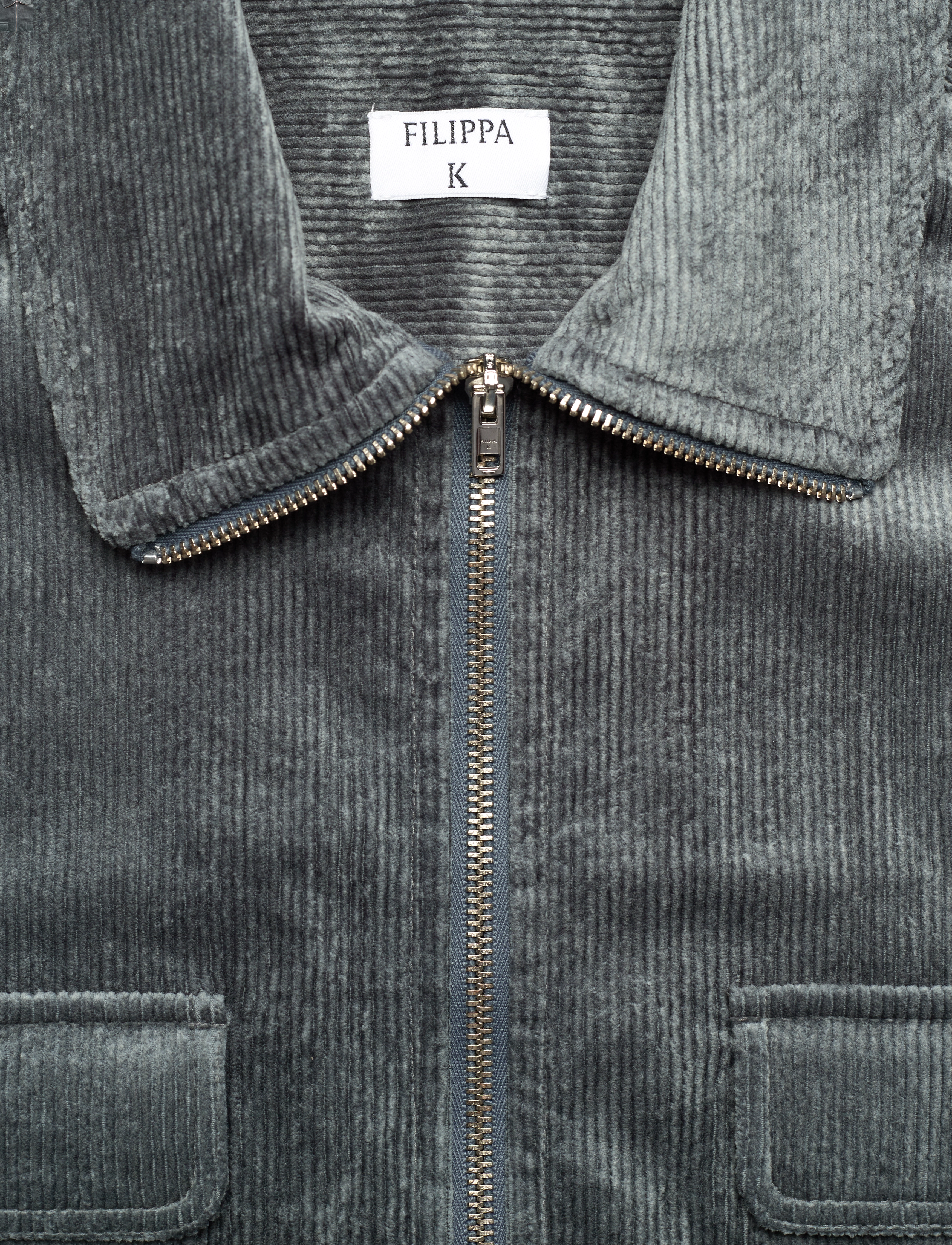 Filippa K - Crushed Corduroy Zip Shirt - smoke gree - 2