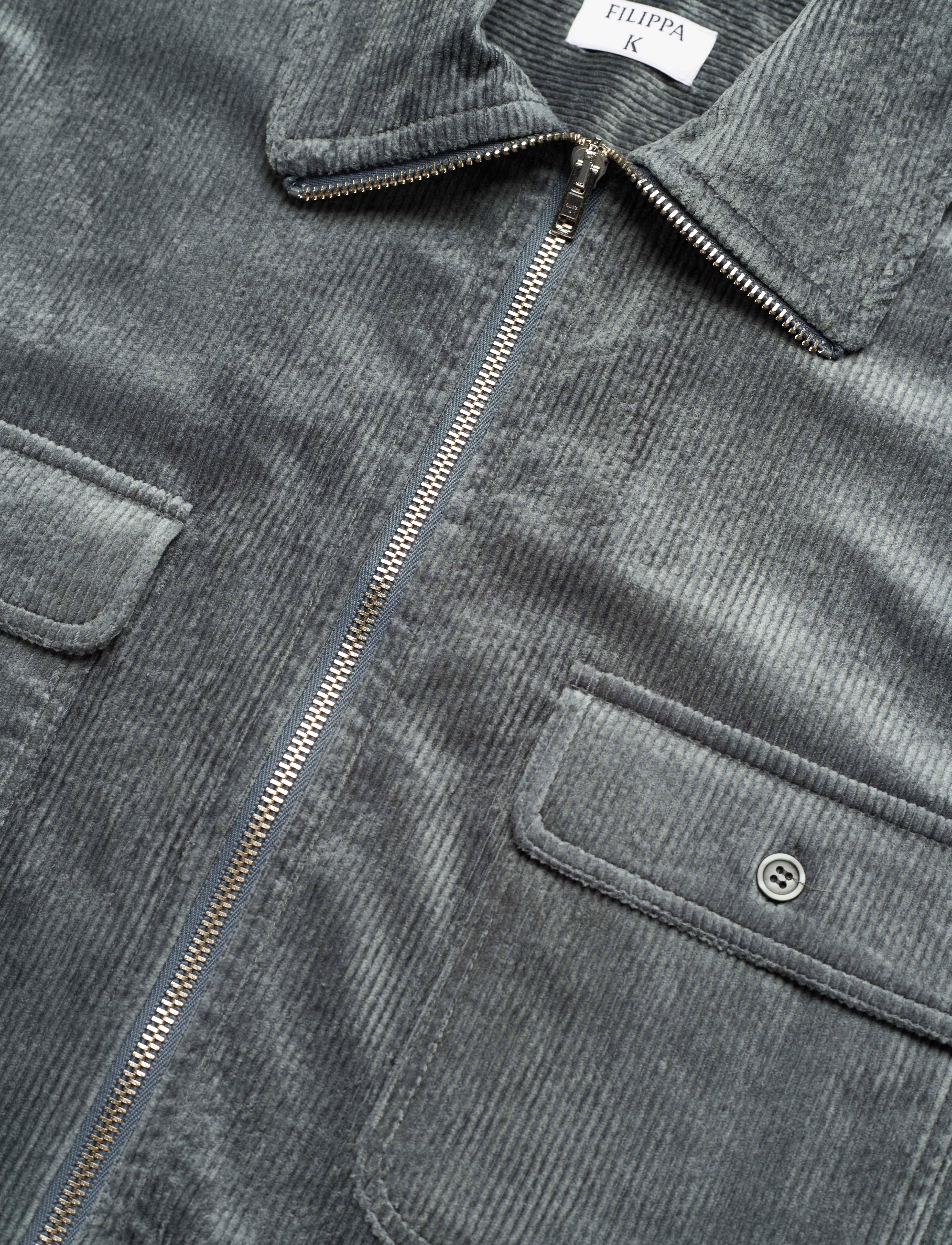 Filippa K - Crushed Corduroy Zip Shirt - smoke gree - 3