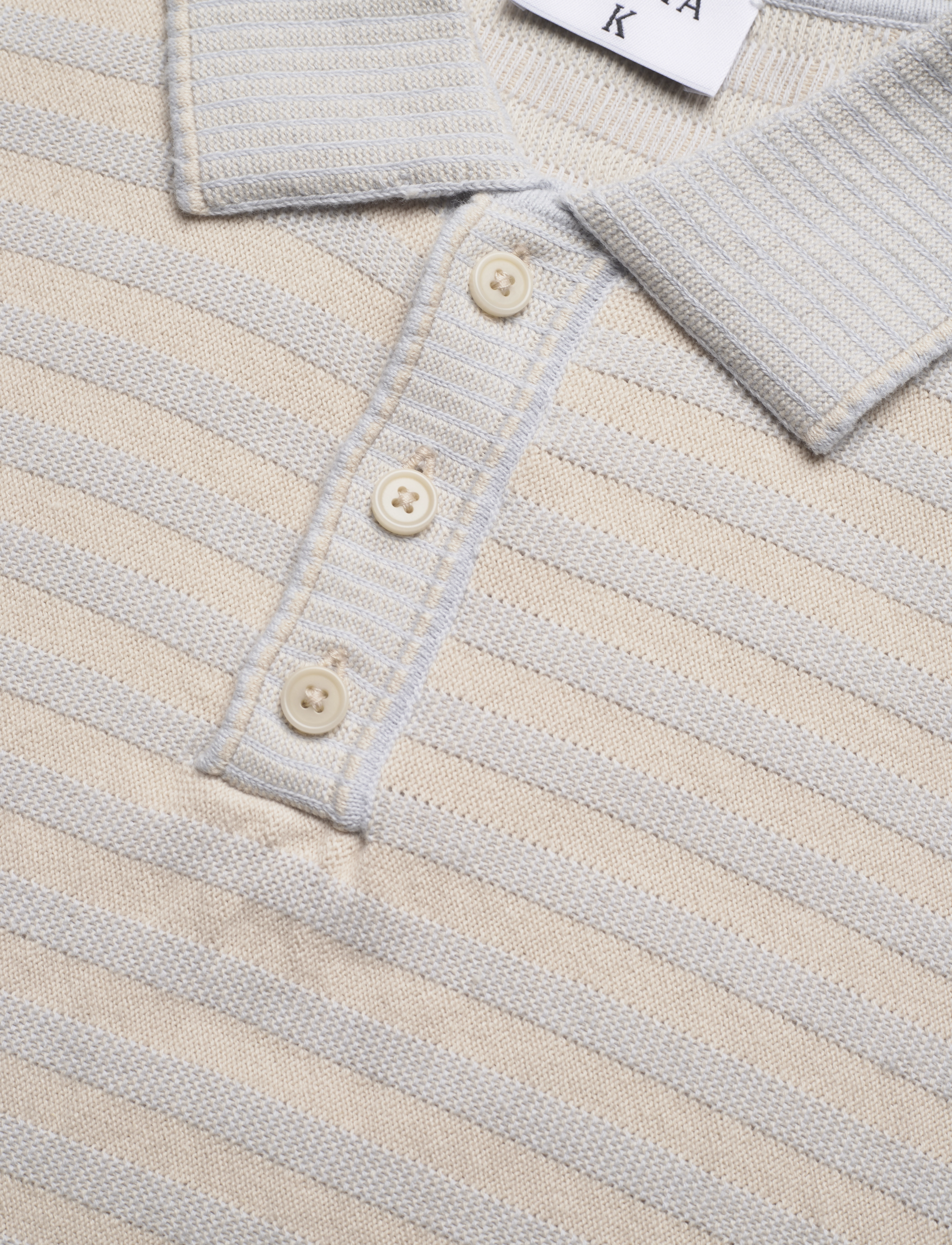 Filippa K - Knitted Polo Sweater - blue/beige - 2