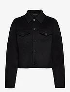 Short Wool Cashmere Jacket - BLACK