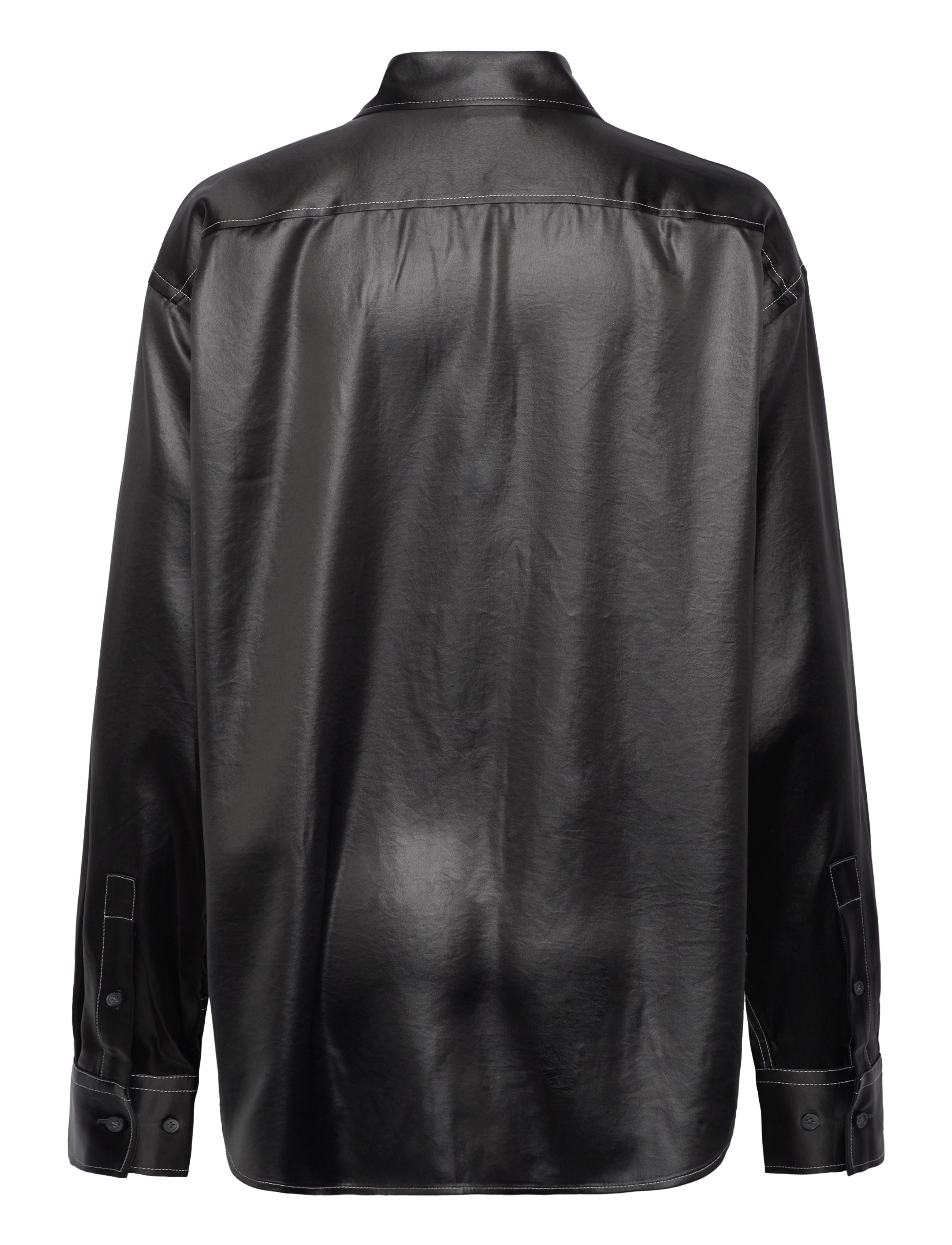 Filippa K - Glossy Shirt - langermede skjorter - dark oak - 1