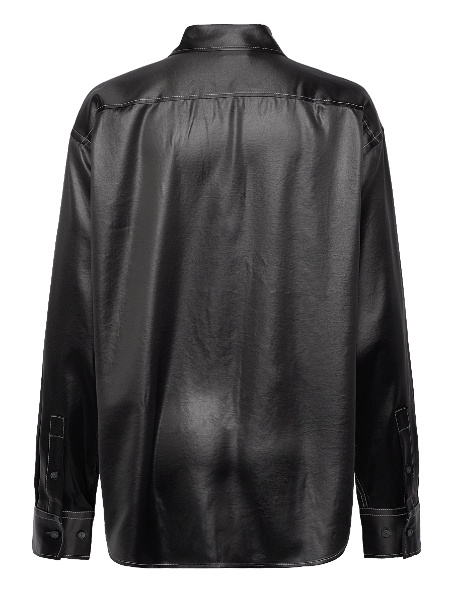 Filippa K - Glossy Shirt - langerma skyrtur - dark oak - 1