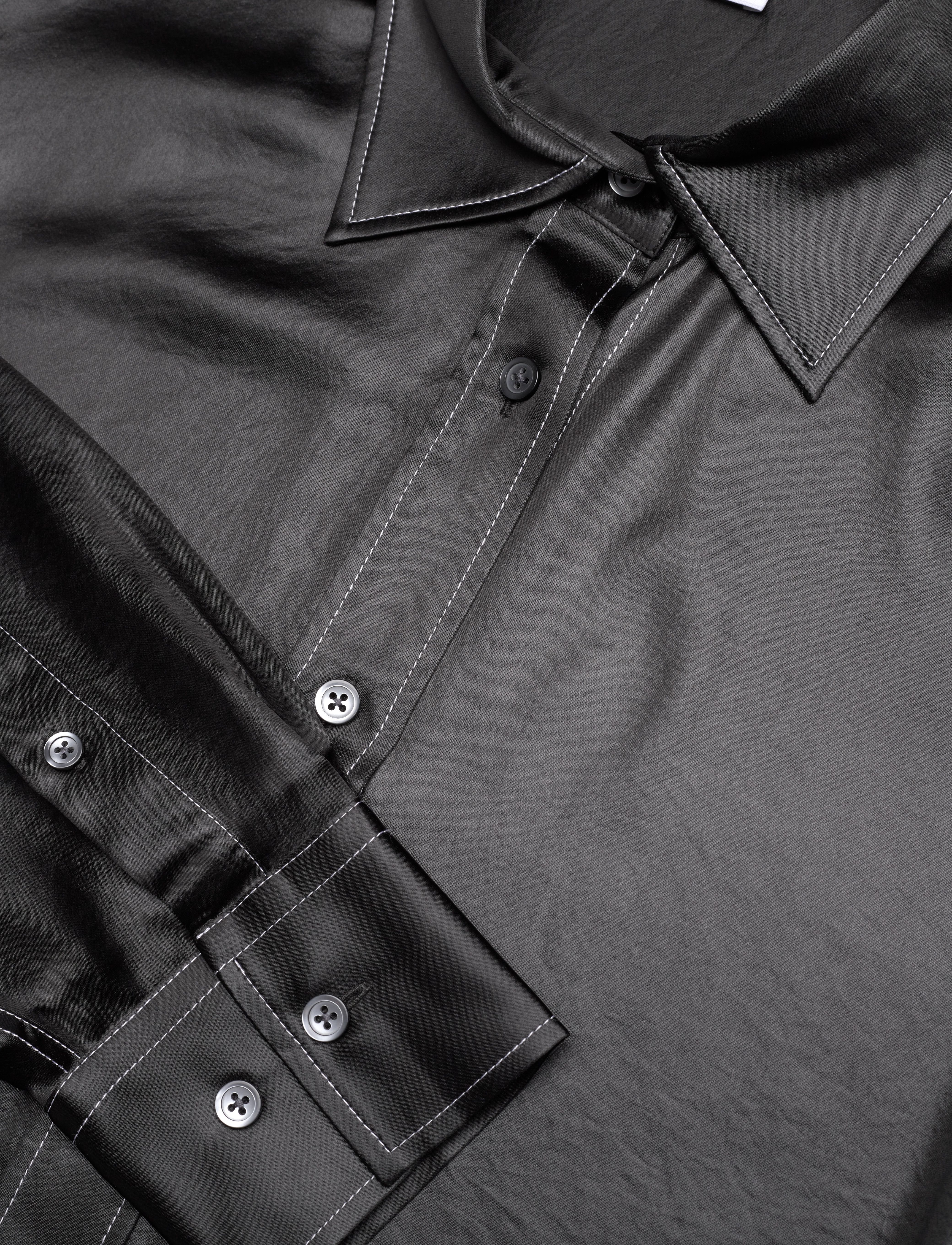 Filippa K - Glossy Shirt - langermede skjorter - dark oak - 2