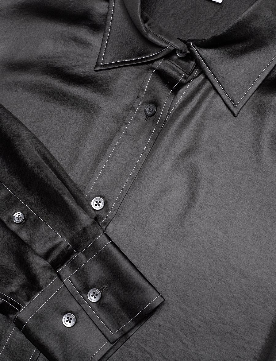 Filippa K - Glossy Shirt - langerma skyrtur - dark oak - 2
