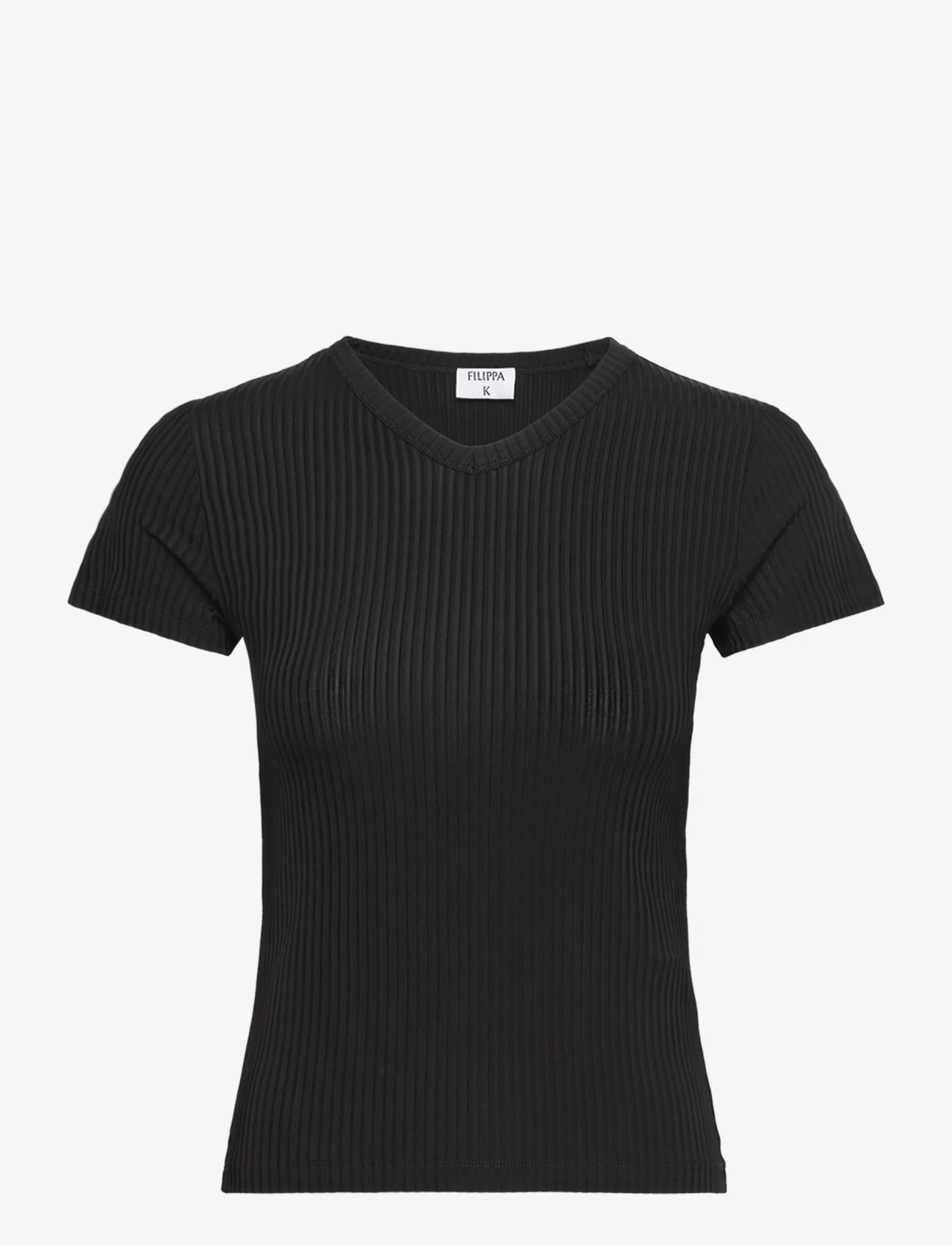 Filippa K - High V Neck Tee - t-shirts - black - 0