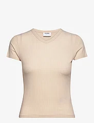 Filippa K - High V Neck Tee - t-shirts - light beig - 0
