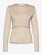 Double Layer Longsleeve Top - TAUPE