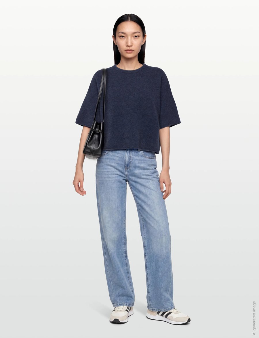 Filippa K - Wool Yak Tee - trøjer - night teal - 0