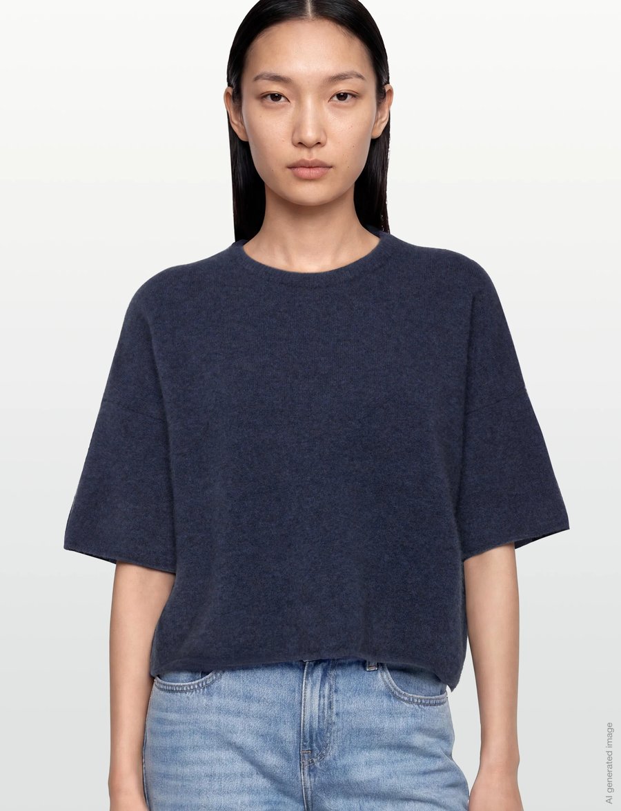 Filippa K - Wool Yak Tee - trøjer - night teal - 3