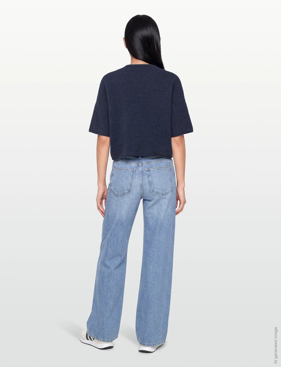 Filippa K - Wool Yak Tee - trøjer - night teal - 4