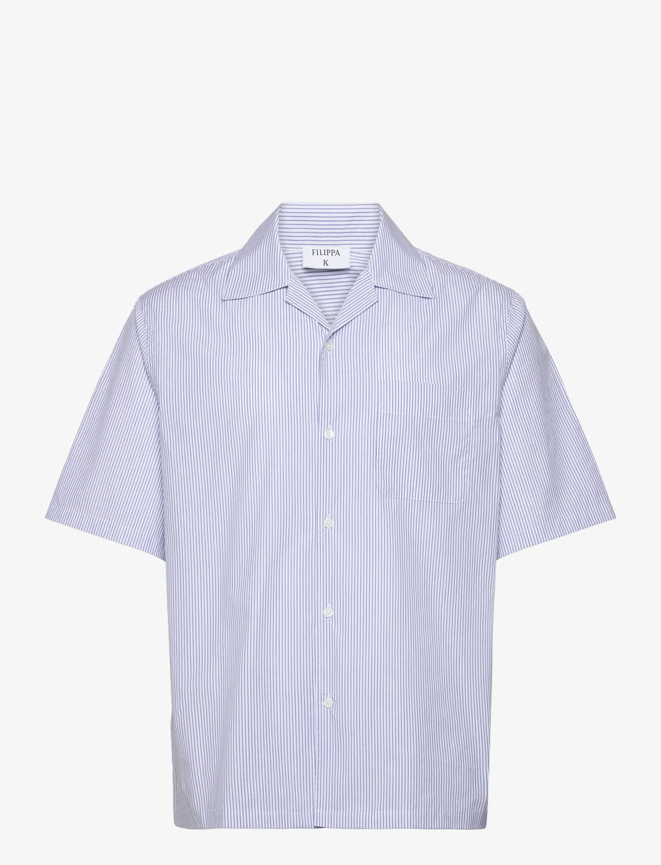 Filippa K - Striped Short Sleeve Shirt - podstawowe koszulki - blue strip - 0