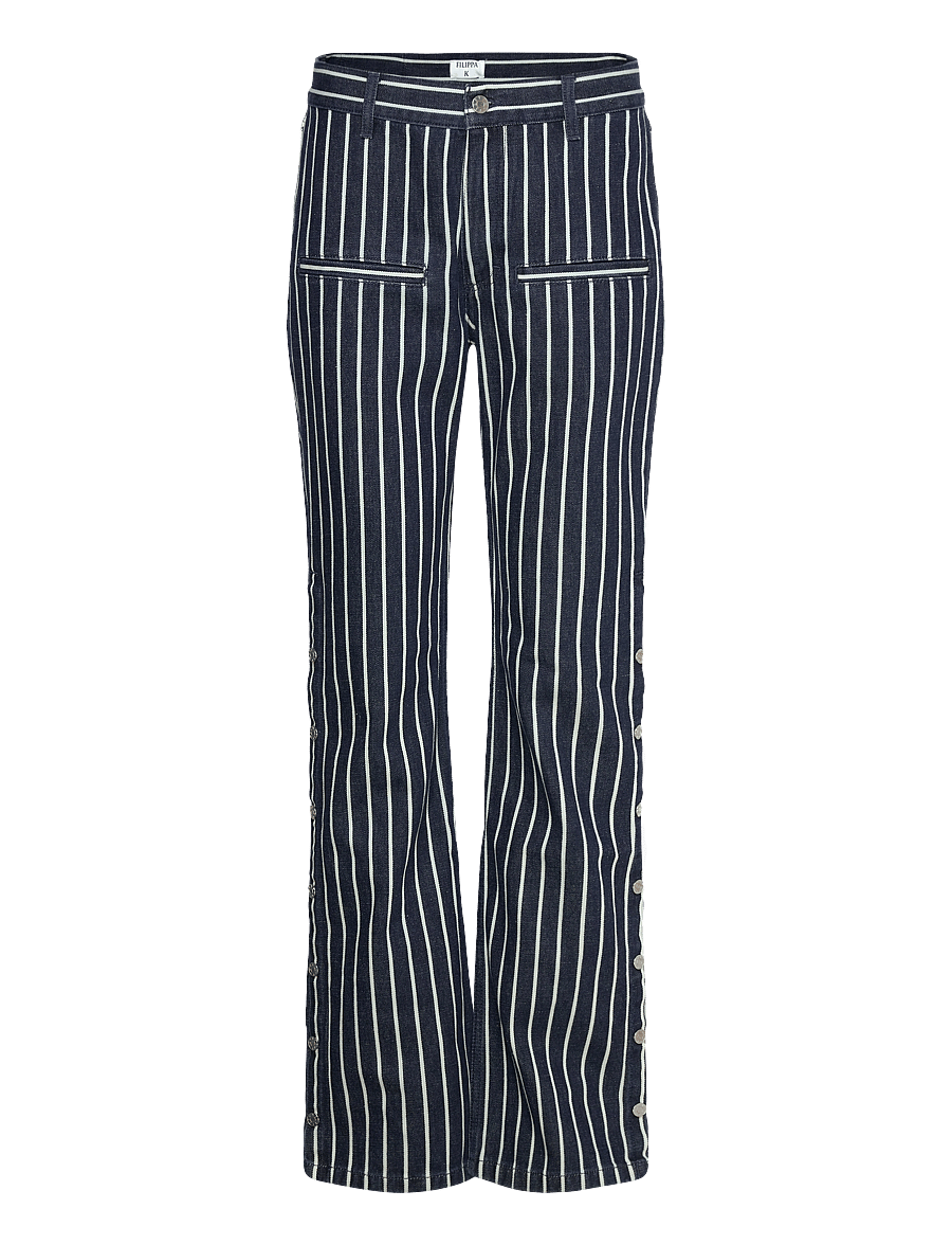 Filippa K - Button Detail Jeans - utsvängda jeans - denim blue - 0