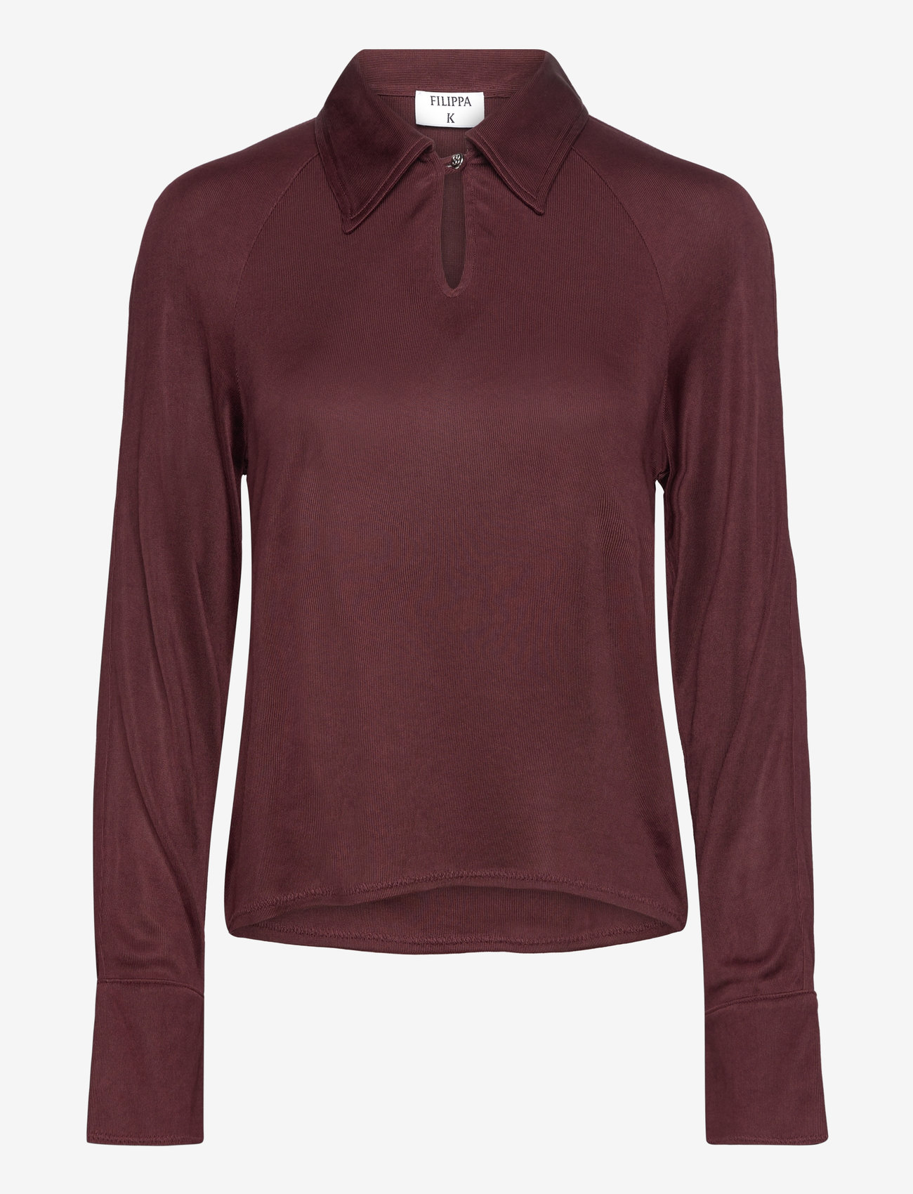 Filippa K - Glossy Jersey Shirt - langærmede bluser - mahogany b - 0