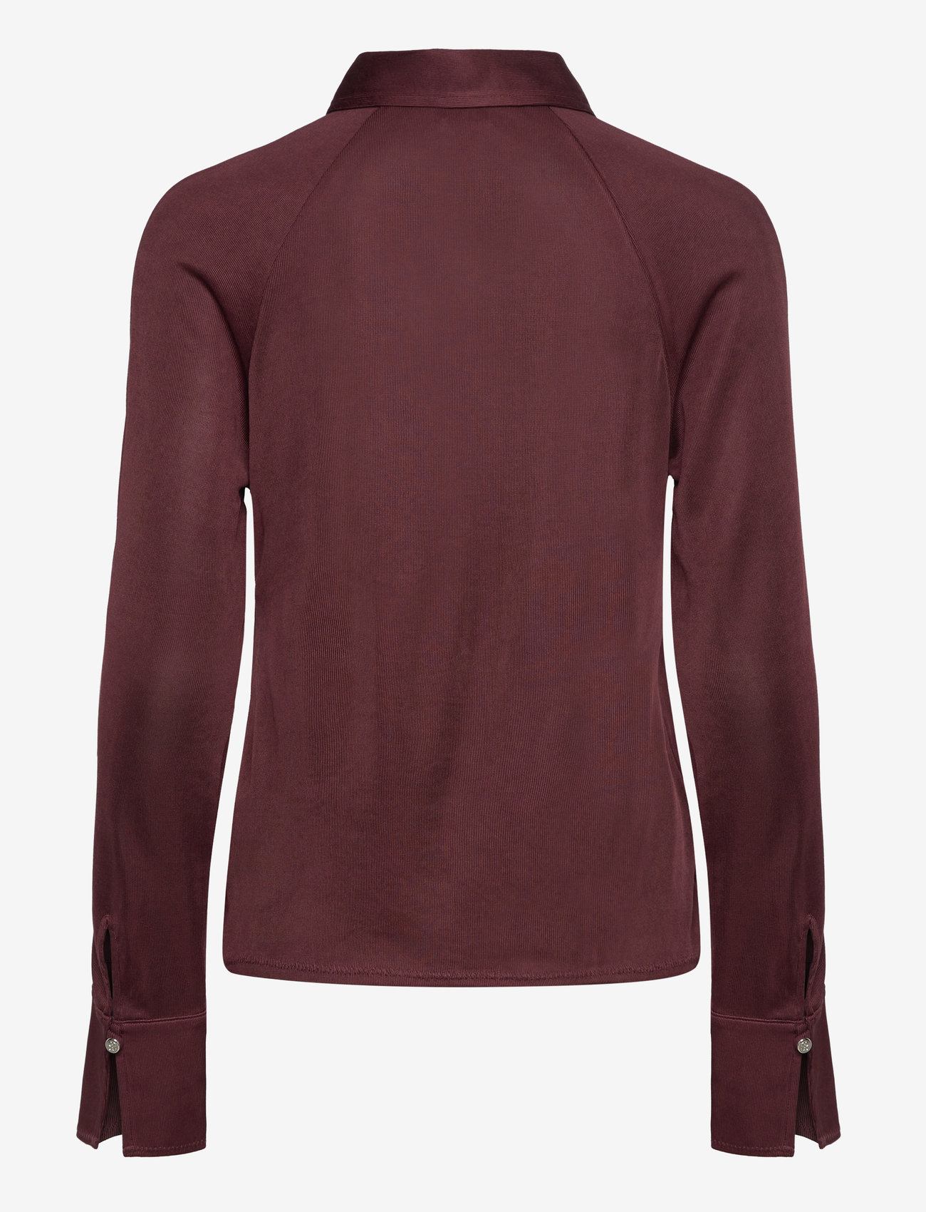 Filippa K - Glossy Jersey Shirt - langærmede bluser - mahogany b - 1