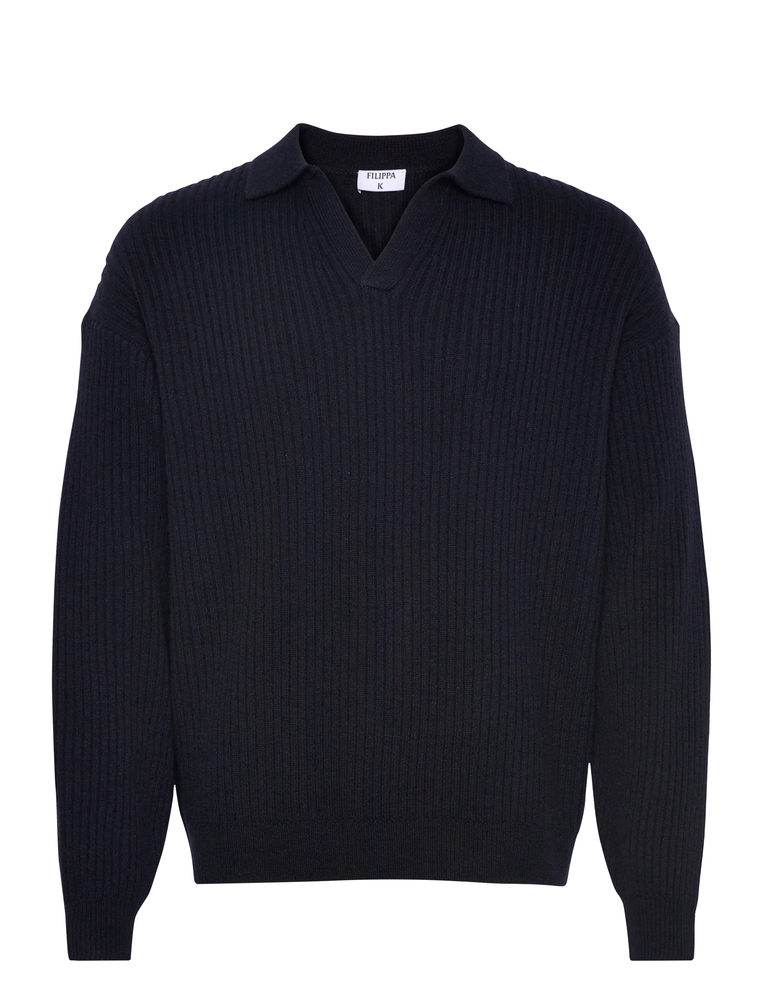 Filippa K Ribbed Polo Shirt - V-hals - NAVY / navy