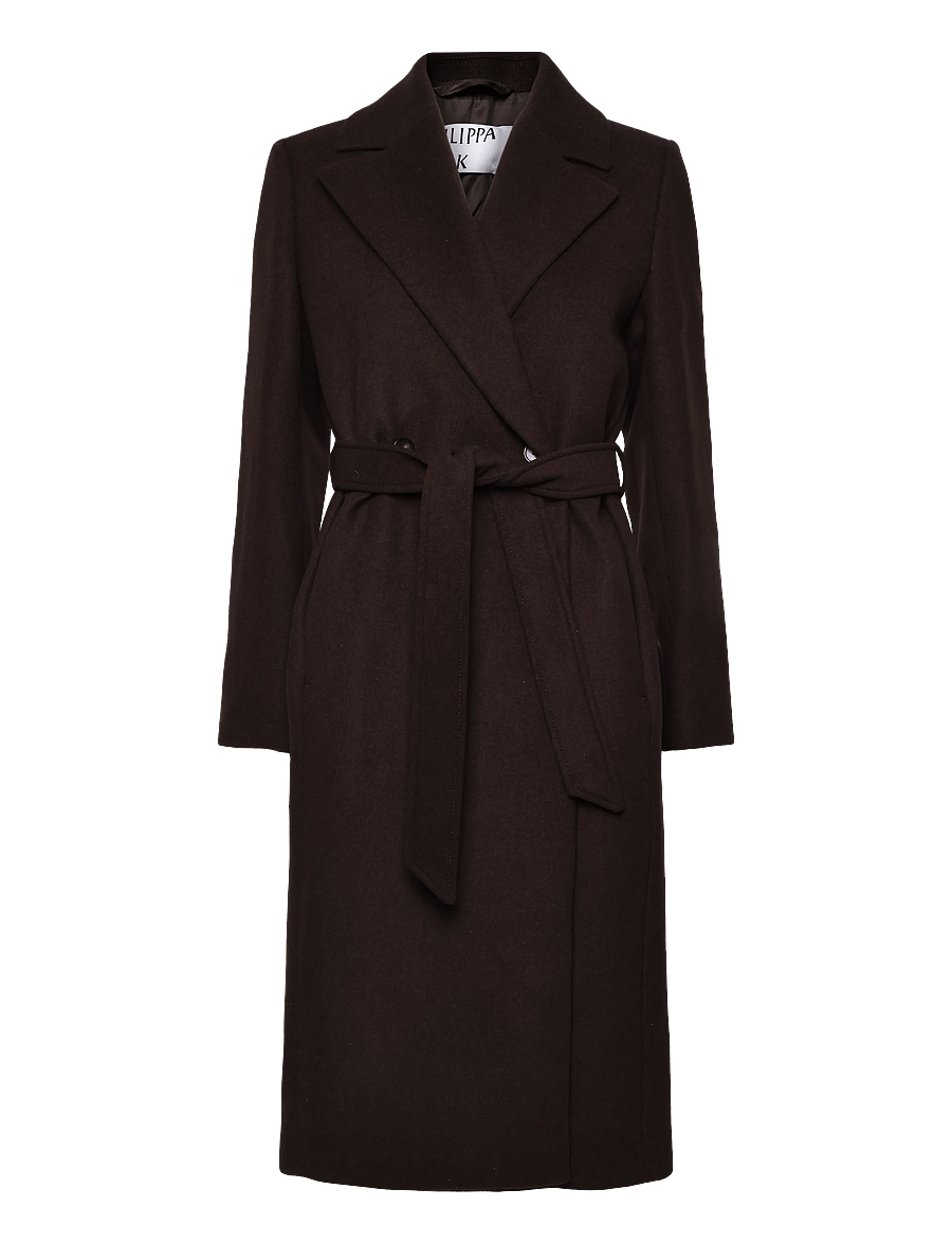Filippa K - Charlotte Wool Belted Coat - vinterjakker - dark chocolate - 0