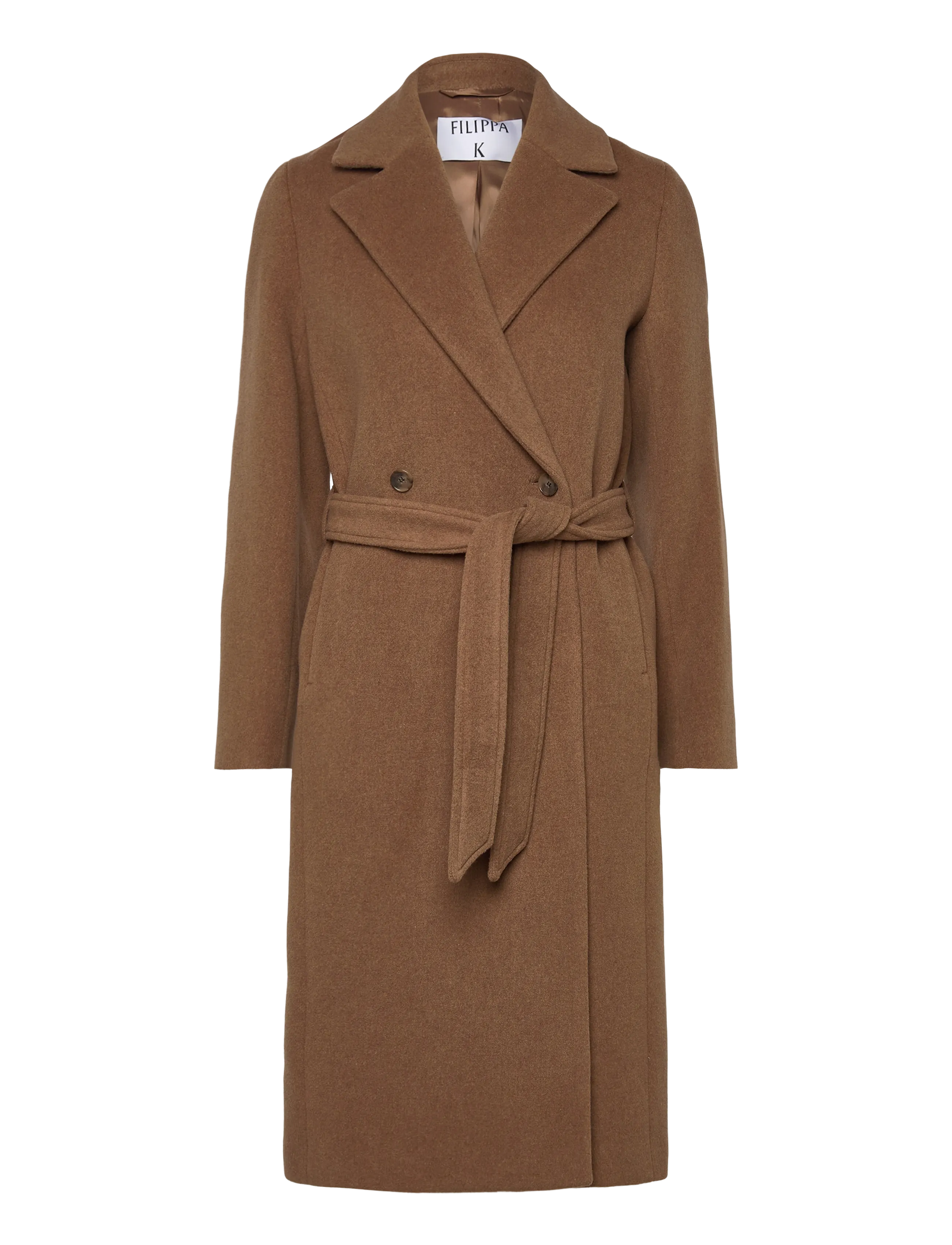 Filippa K Soft Wool Belted Coat - Kappor - LIGHT BROWN / brown