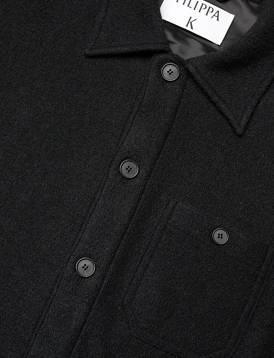 Filippa K - Boiled Wool Shirt Jacket - jacken - black - 3