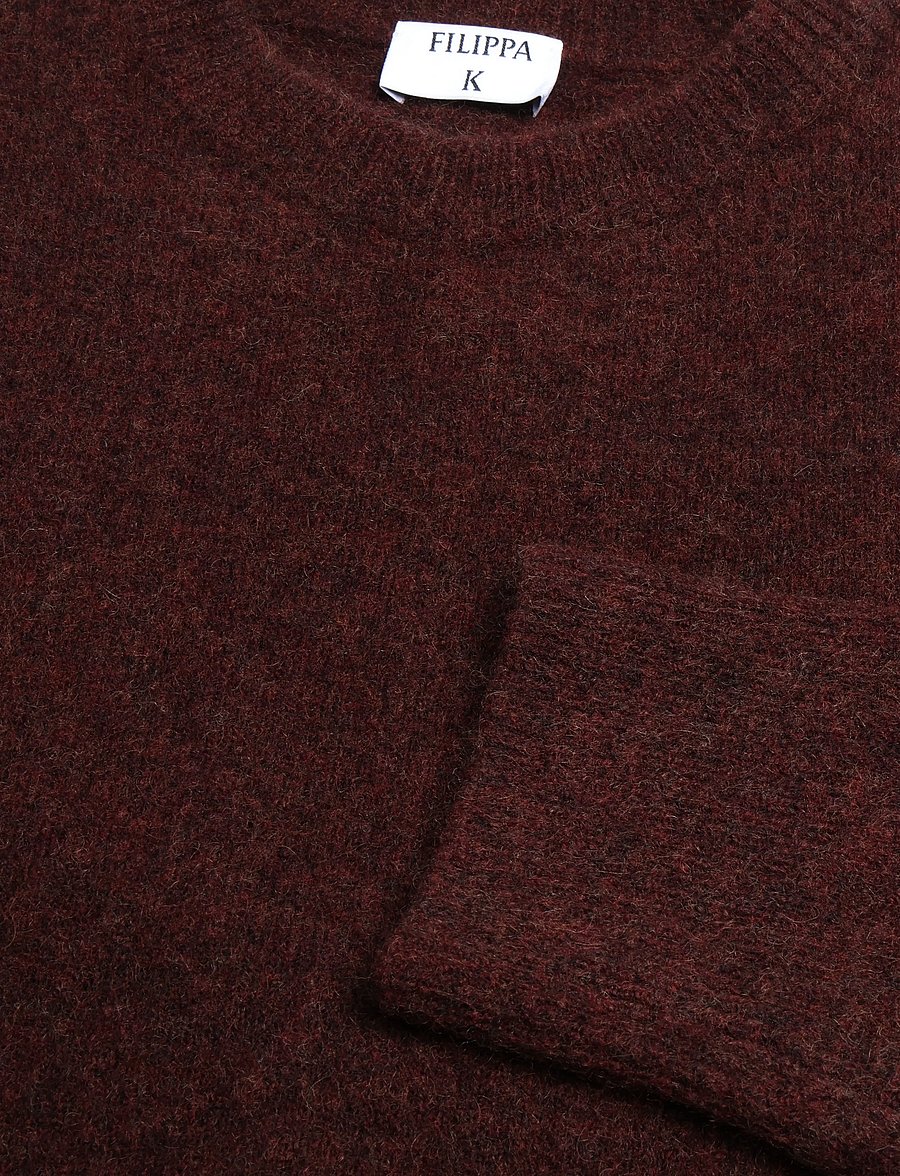 Filippa K - Wool Yak Sweater - knitted round necks - burgundy - 5