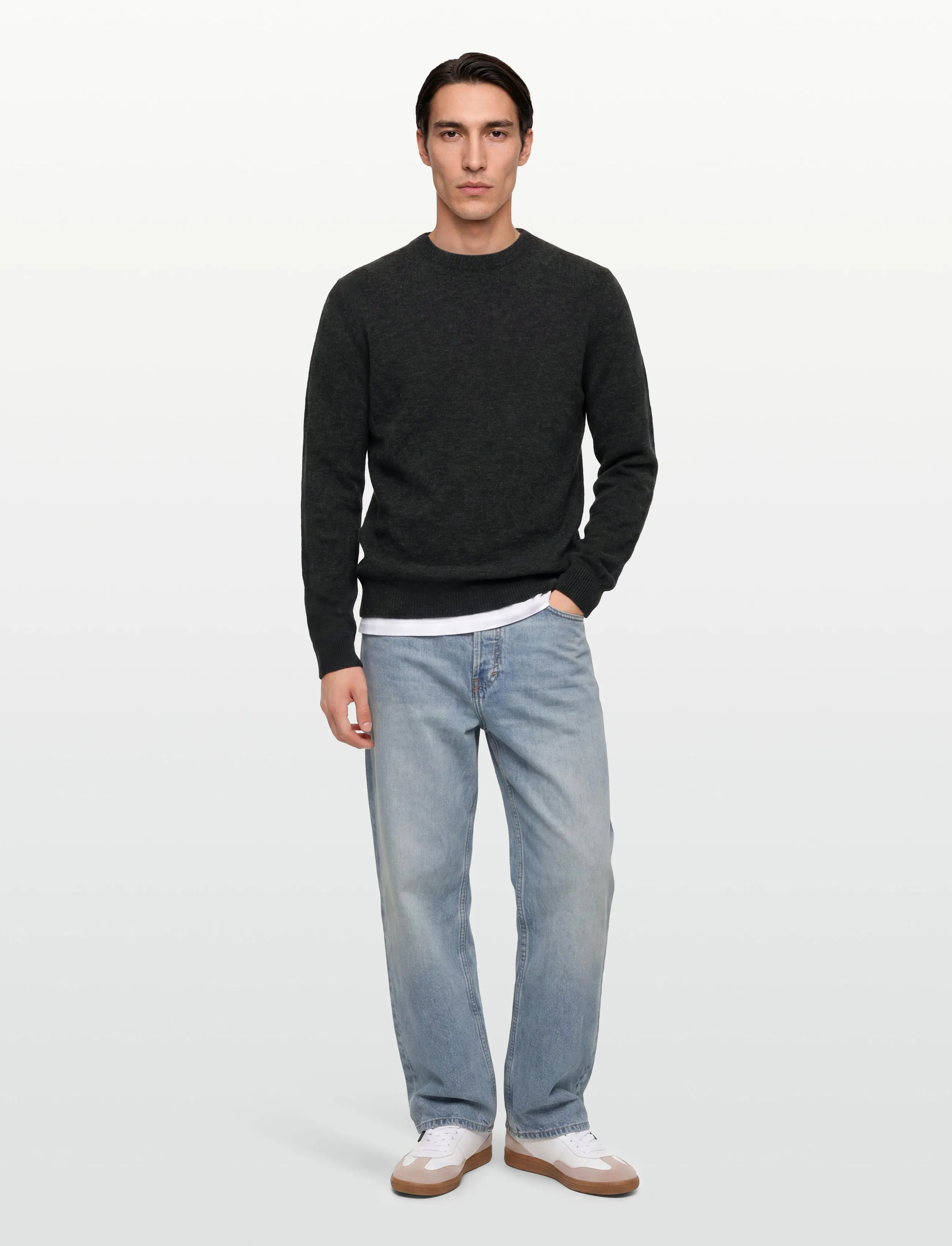Filippa K - Wool Yak Sweater - stickade basplagg - charcoal melange - 0
